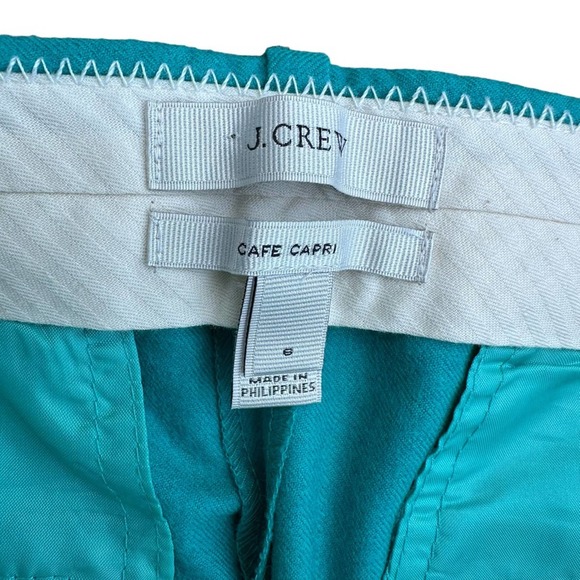 J Crew Cafe Capri Pants Womens Straight Leg Wool Cuffed Teal 6 - Picture 9 of 12